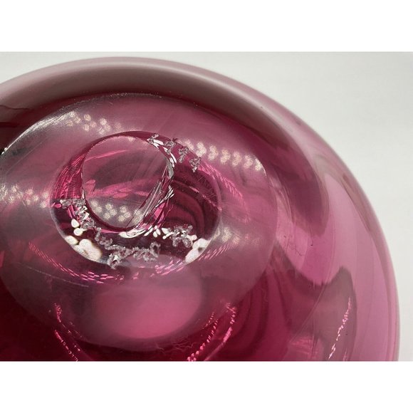 Hand Blown Gordon Redmond Cranberry with White Swirls Vase, Signed & Dated 1994 - Picture 16 of 16
